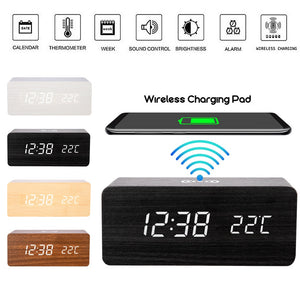 SmartClock: 6 in 1 | Wireless Charger | Wood Style Clock | FREE Shipping to USA