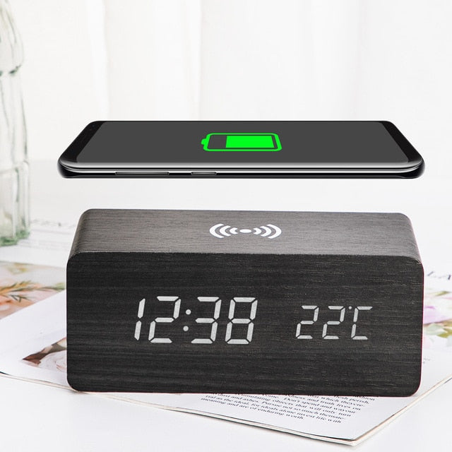 SmartClock: 6 in 1 | Wireless Charger | Wood Style Clock | FREE Shipping to USA
